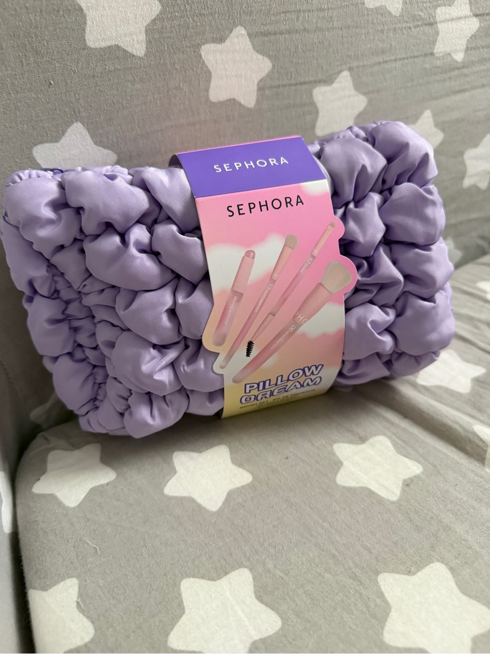 Sephora Lilac Ruched Makeup Pouch